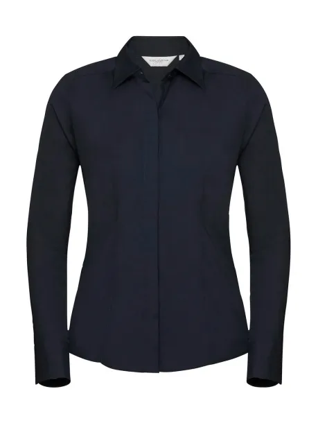  Ladies' LS Fitted Poplin Shirt - Russell Collection French Navy