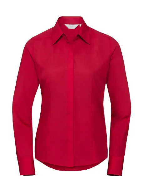  Ladies' LS Fitted Poplin Shirt - Russell Collection Classic Red