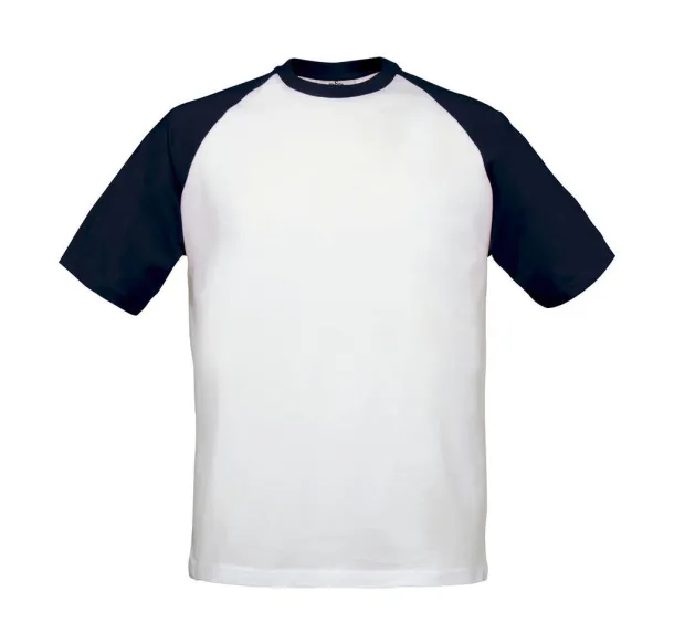  Baseball kratka majica, 185 g/m² - B&C Bijela Mornarsko plava