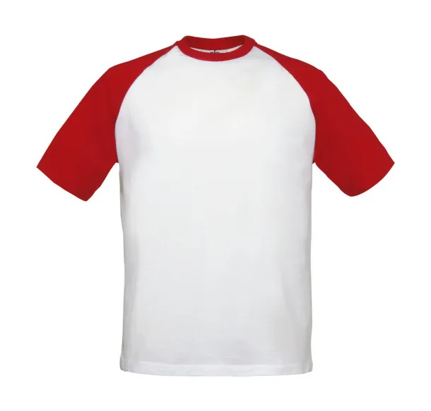  Baseball kratka majica, 185 g/m² - B&C Bijela Crvena