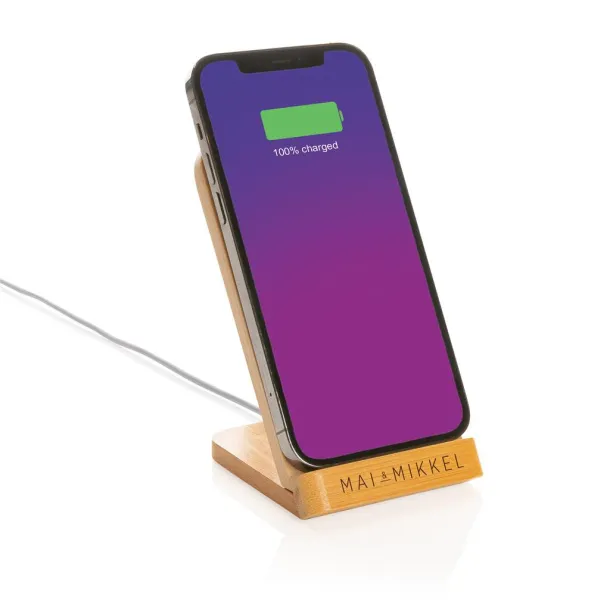  FSC® certified bamboo 5W wireless charging stand - XD Collection Brown 