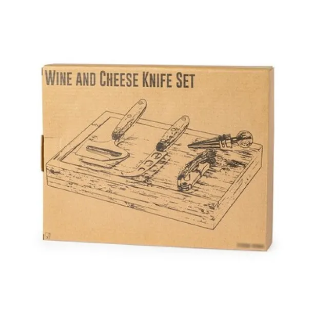  Bamboo cheese and wine set light brown