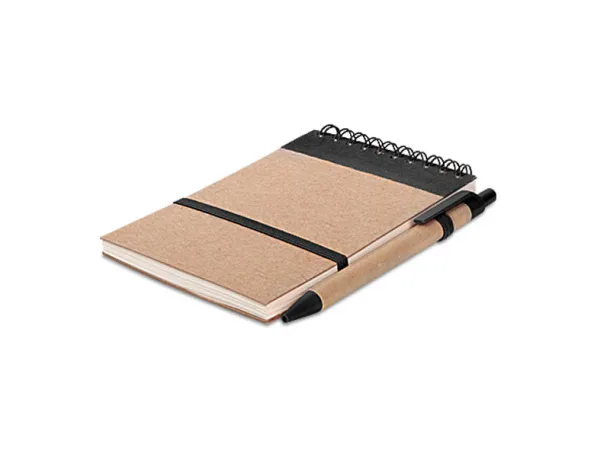 ORGANIC recycled paper notebook with recycled pen Black