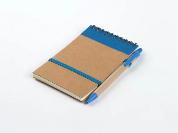 ORGANIC recycled paper notebook with recycled pen Blue