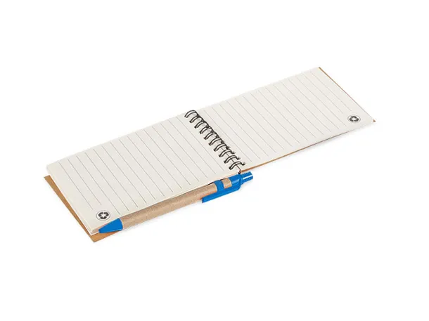 ORGANIC recycled paper notebook with recycled pen Blue