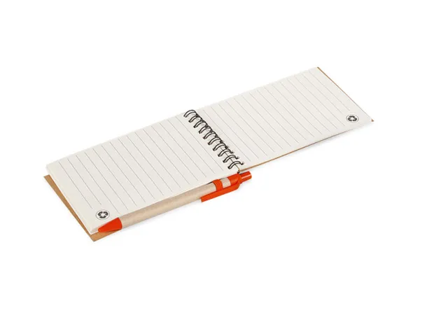 ORGANIC recycled paper notebook with recycled pen Red