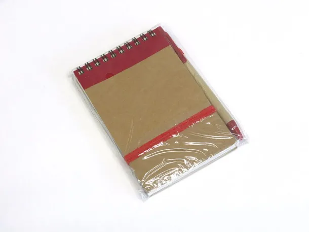 ORGANIC recycled paper notebook with recycled pen Red