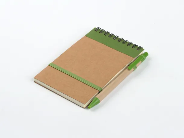 ORGANIC recycled paper notebook with recycled pen Green