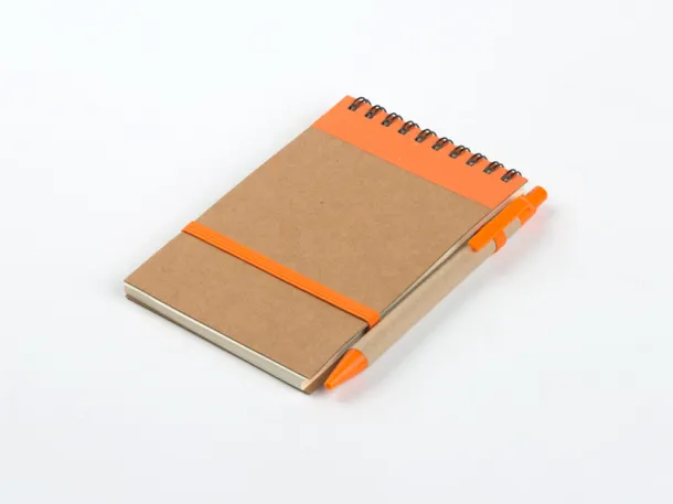 ORGANIC recycled paper notebook with recycled pen Orange