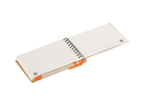 ORGANIC recycled paper notebook with recycled pen Orange