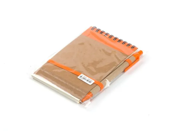 ORGANIC recycled paper notebook with recycled pen Orange