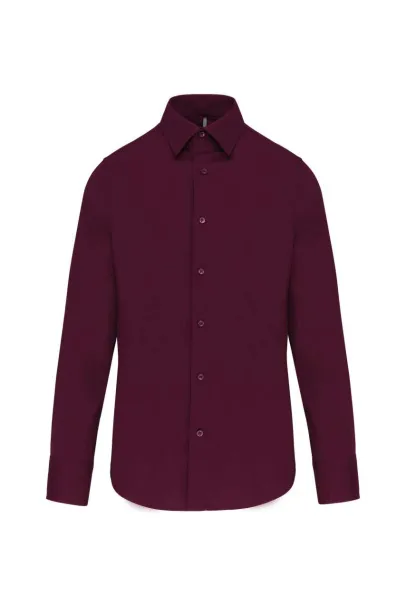  LONG-SLEEVED COTTON/ELASTANE SHIRT - Kariban Wine