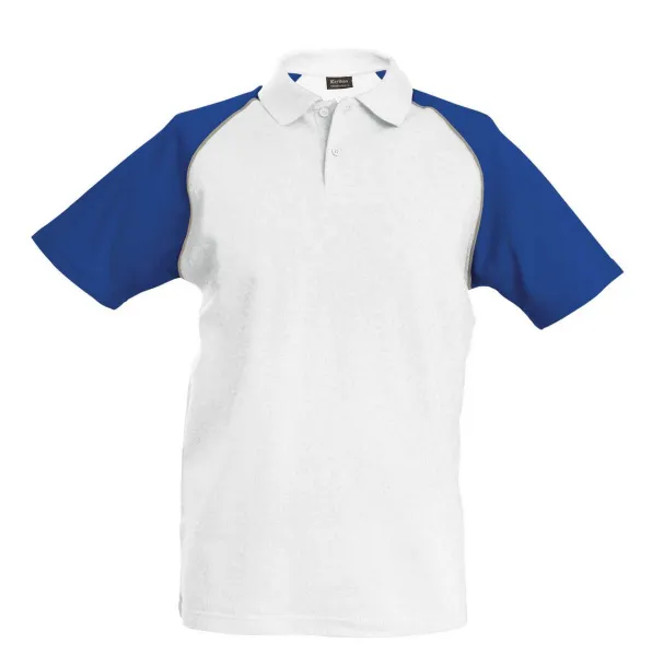 BASEBALL Polo majica kratkih rukava, 200 g/m2 - Kariban Bijela Kraljevski plava