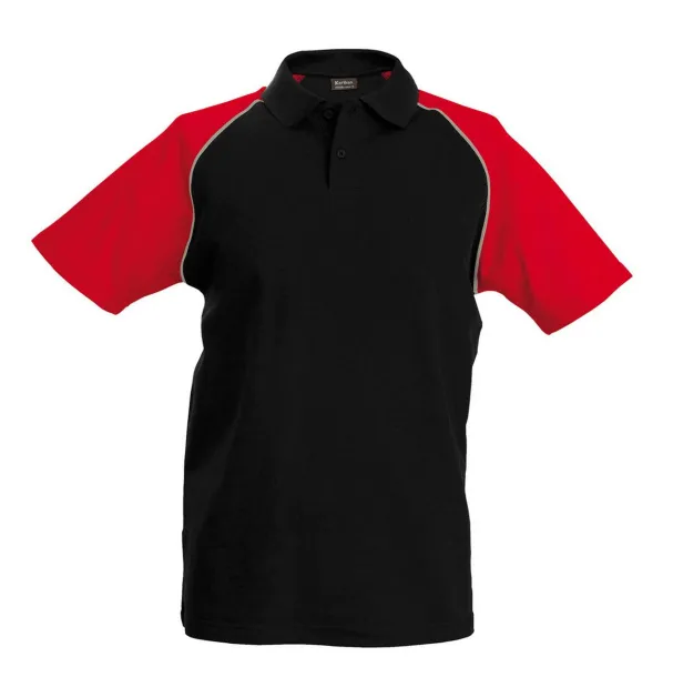 BASEBALL SHORT-SLEEVED POLO SHIRT - Kariban Black Red