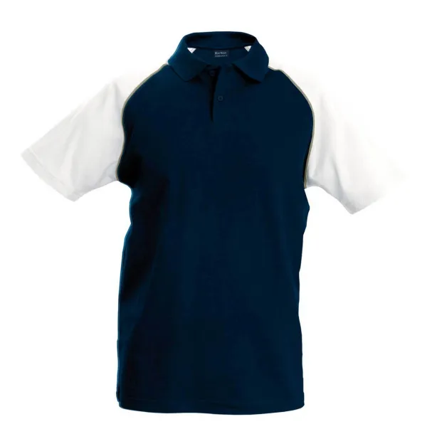 BASEBALL Polo majica kratkih rukava, 200 g/m2 - Kariban Mornarsko plava Bijela