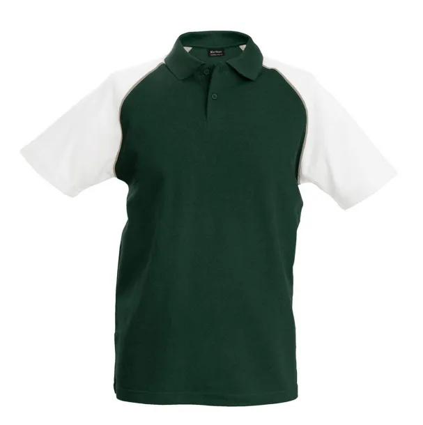 BASEBALL Polo majica kratkih rukava, 200 g/m2 - Kariban Šumski zelena Bijela