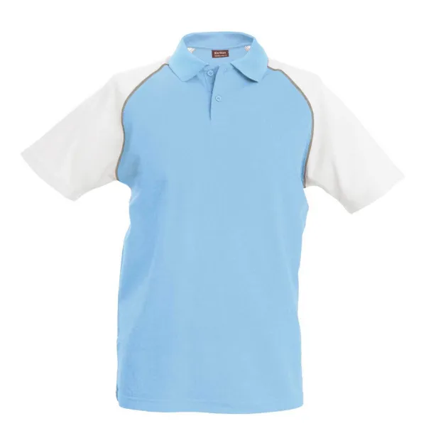 BASEBALL SHORT-SLEEVED POLO SHIRT - Kariban Sky blue White