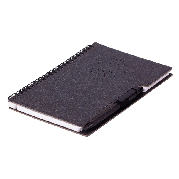 TELDE eco notebook with lined pages and pen Black