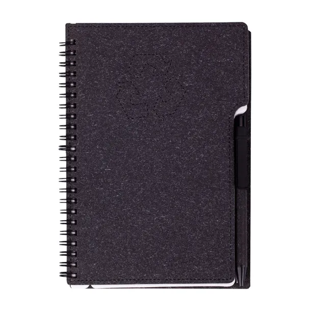 TELDE eco notebook with lined pages and pen Black