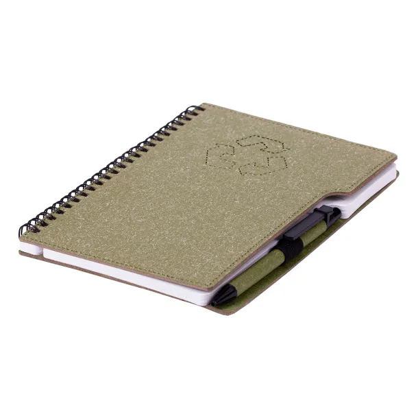 TELDE eco notebook with lined pages and pen Green