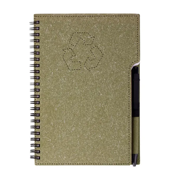 TELDE eco notebook with lined pages and pen Green