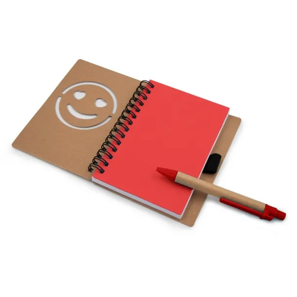  Notebook approx. B7 "smiling face" with ball pen red