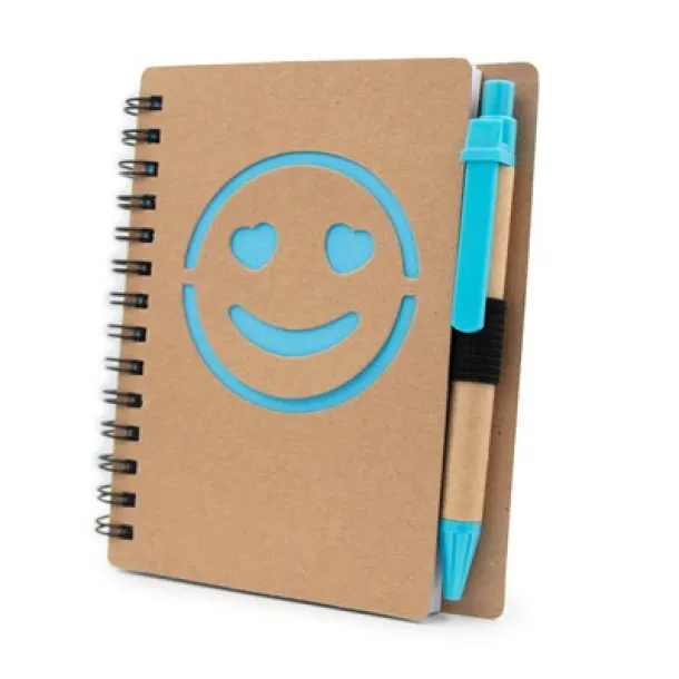  Notebook approx. B7 "smiling face" with ball pen Plava