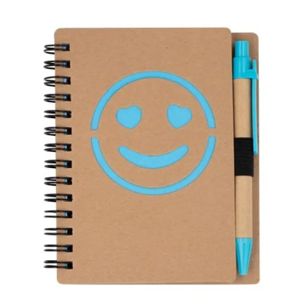  Notebook approx. B7 "smiling face" with ball pen Plava