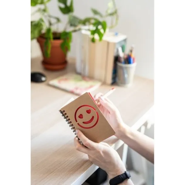  Notebook approx. B7 "smiling face" with ball pen blue