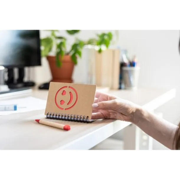 Notebook approx. B7 "smiling face" with ball pen Plava