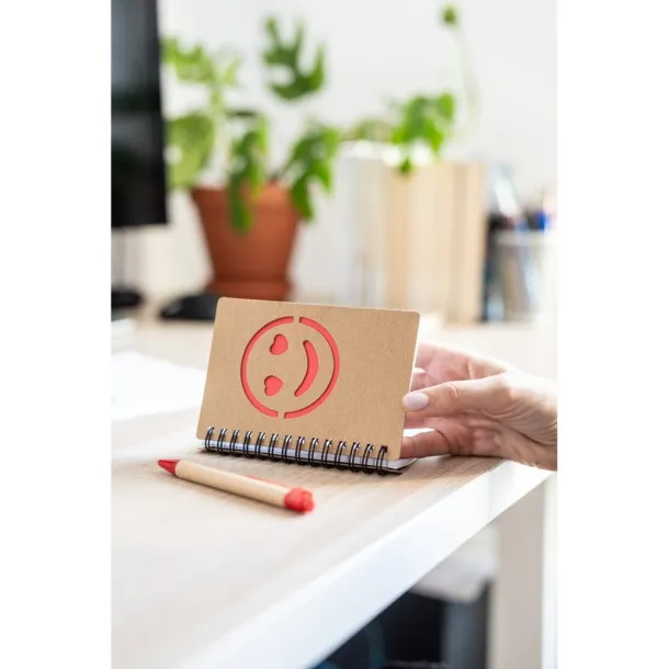  Notebook approx. B7 "smiling face" with ball pen Plava