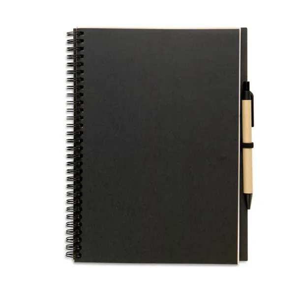 BLOQUERO PLUS Recycled notebook and ball pen Black