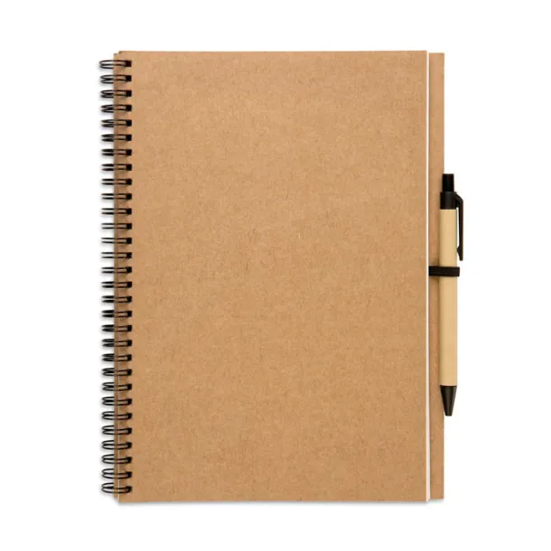 BLOQUERO PLUS Recycled notebook and ball pen Beige