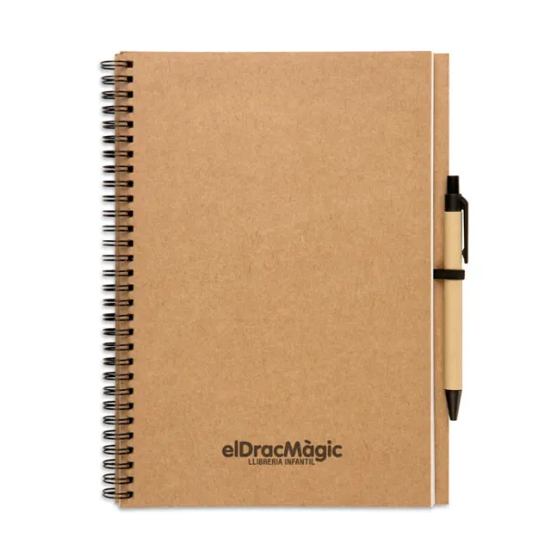 BLOQUERO PLUS Recycled notebook and ball pen Beige