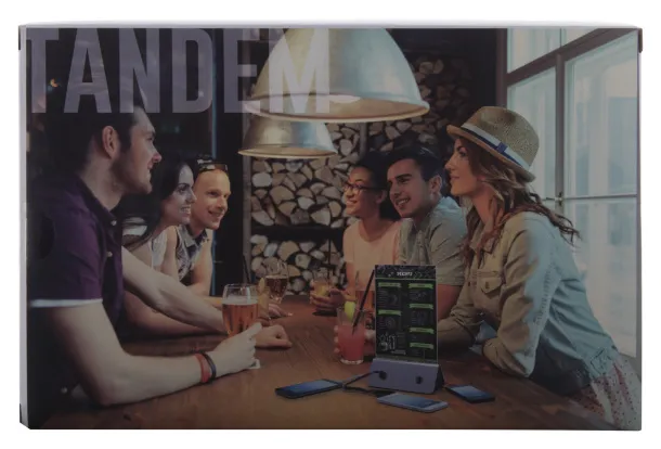 Tandem menu holder with power bank Silver