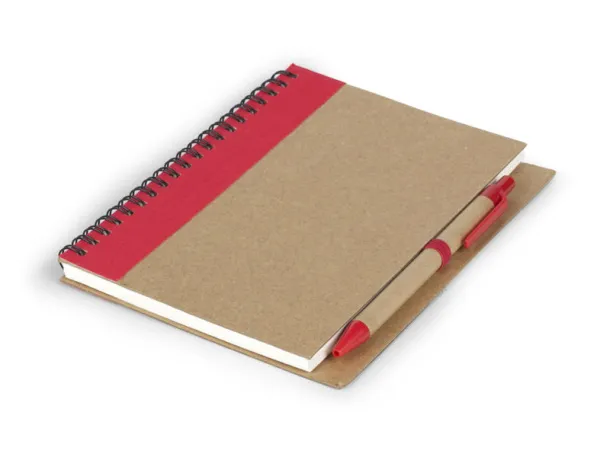 VERDE biodegradable notebook with biodegradable ball pen Red