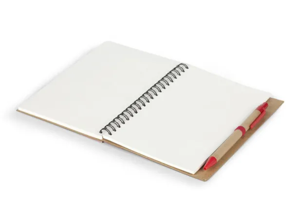 VERDE biodegradable notebook with biodegradable ball pen Red