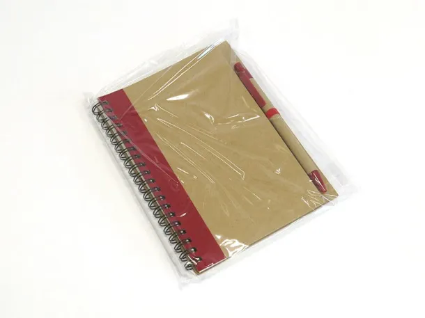 VERDE biodegradable notebook with biodegradable ball pen Red