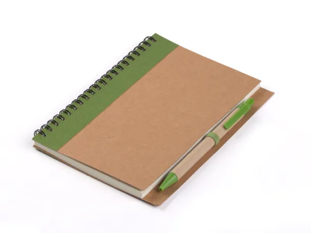 VERDE biodegradable notebook with biodegradable ball pen Green