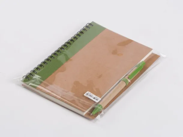 VERDE biodegradable notebook with biodegradable ball pen Green