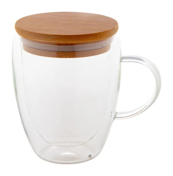 Grobina staklena termo šalica, 350 ml Prozirno Prirodna