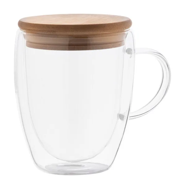 Grobina staklena termo šalica, 350 ml Prozirno Prirodna