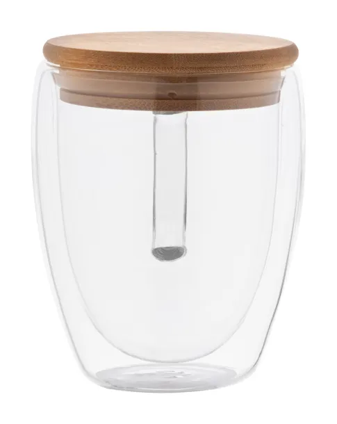 Grobina staklena termo šalica, 350 ml Prozirno Prirodna