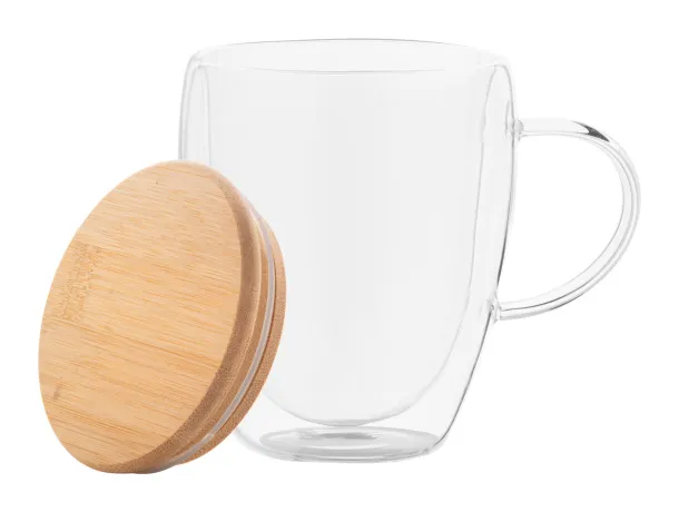 Grobina staklena termo šalica, 350 ml Prozirno Prirodna