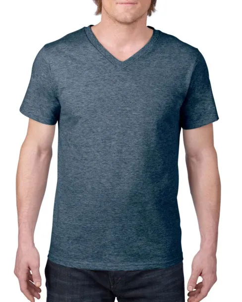  Lagana majica kratkih rukava s V ovratnikom - Anvil Heather Navy