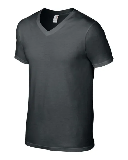  ADULT LIGHTWEIGHT V-NECK TEE - Anvil Charcoal