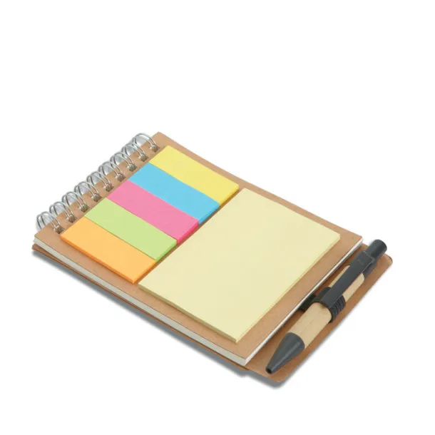 MULTIBOOK Notebook with pen sticky notes Beige