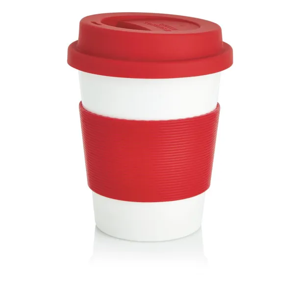  ECO PLA šalica za kavu, 350 ml - XD Collection Crvena Bijela