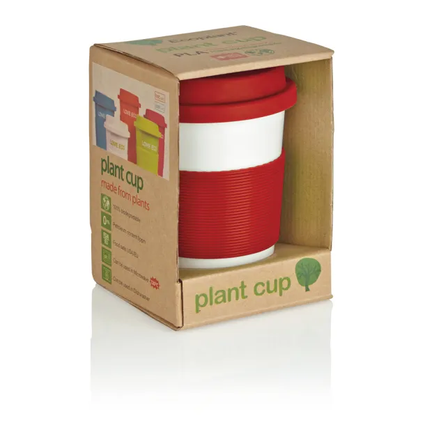  ECO PLA šalica za kavu, 350 ml - XD Collection Crvena Bijela