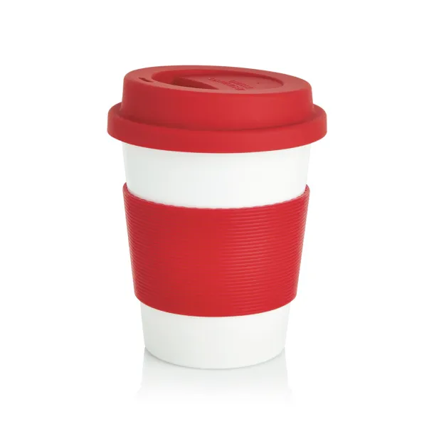  ECO PLA šalica za kavu, 350 ml - XD Collection Crvena Bijela